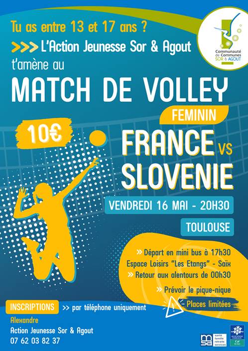 Affiche match de volley féminin France Slovénie