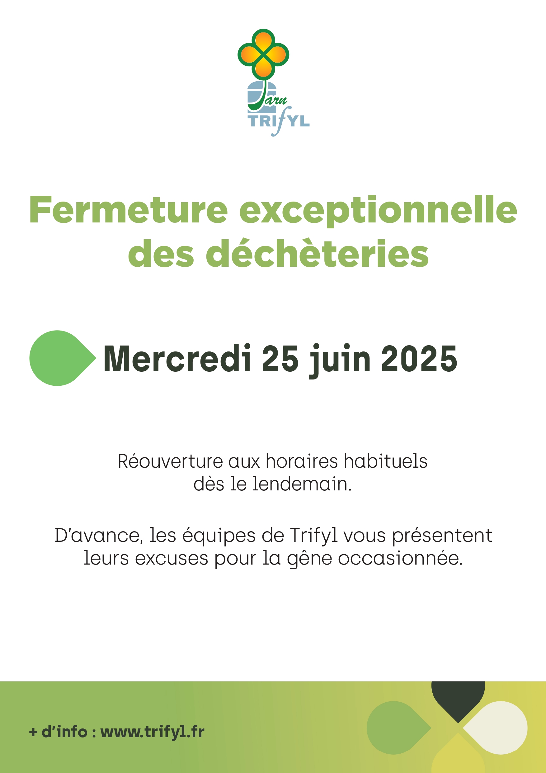 affiche fermeture exceptionnelle déchèteries