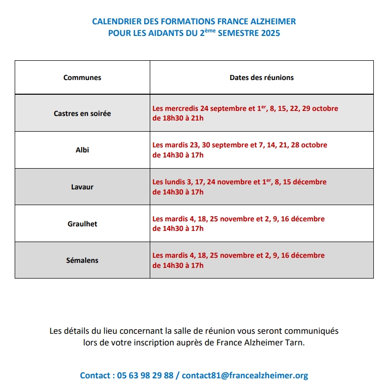 calendrier formations France Alzheimer