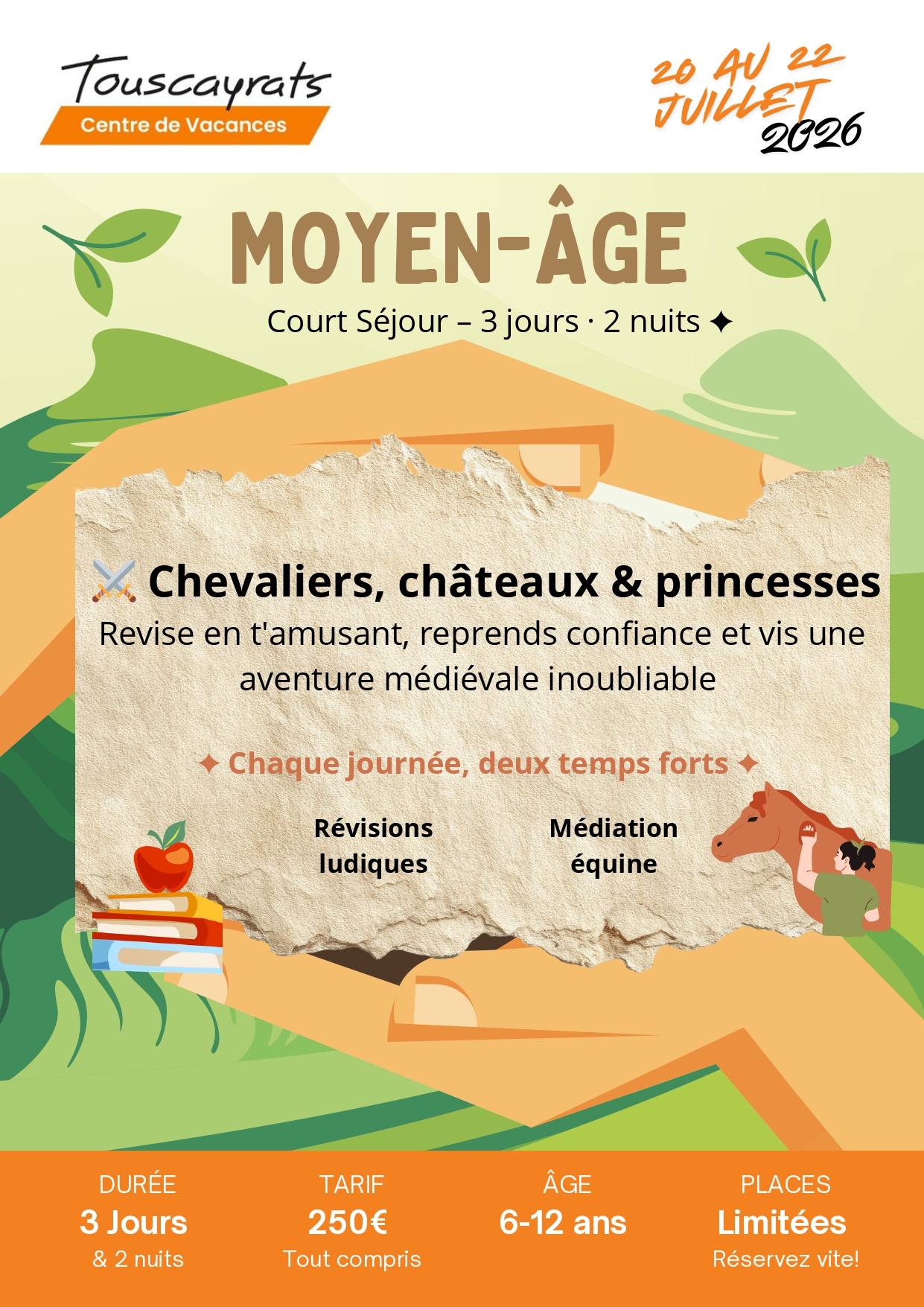affiche séjour avec date et tarif