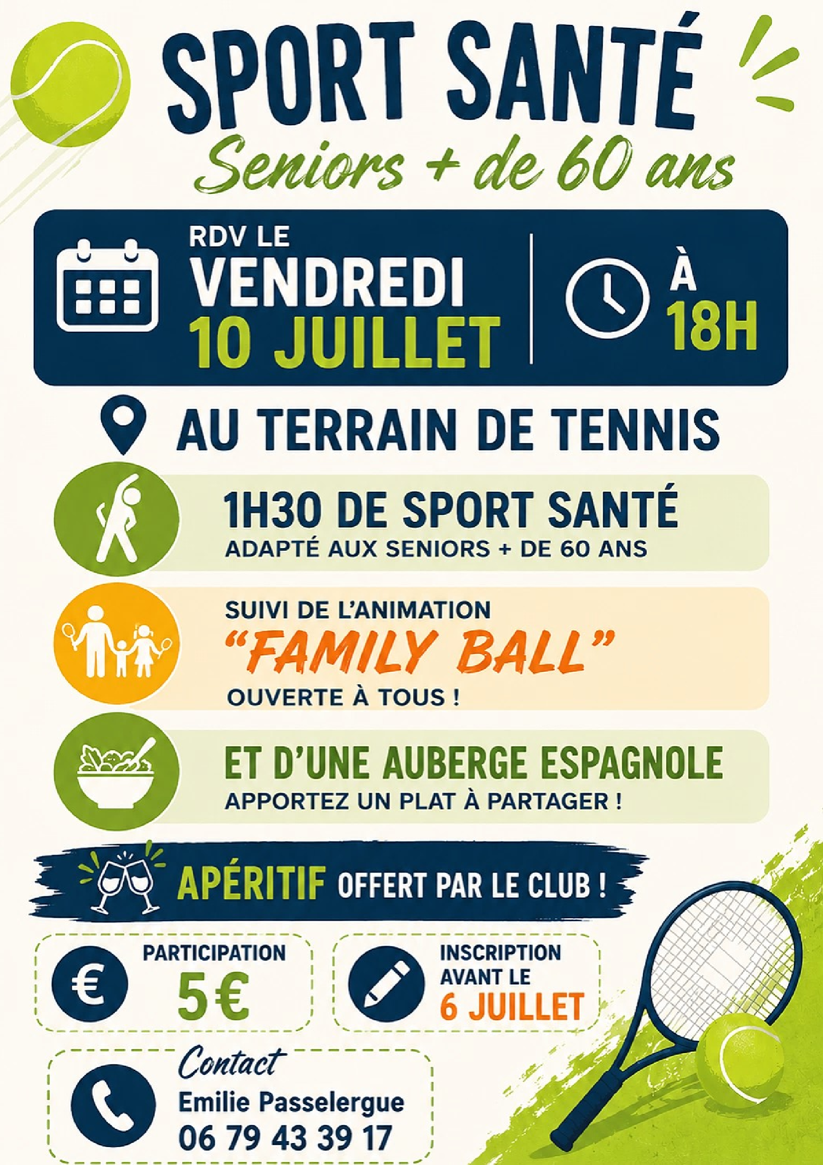 Affiche tennis santé le 10 juillet à 18h