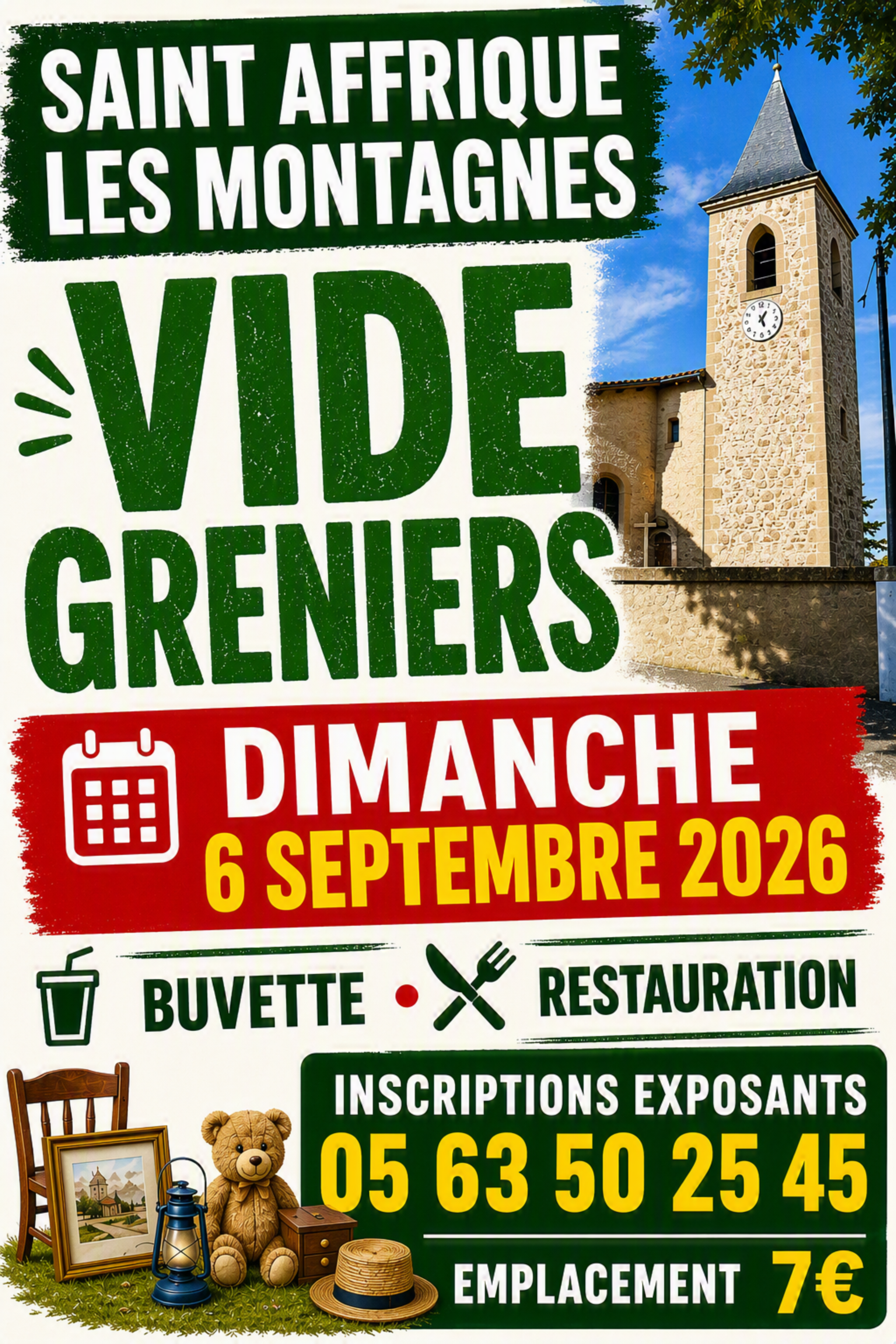 affiche du vide grenier de Saint Affrique Les Montagnes