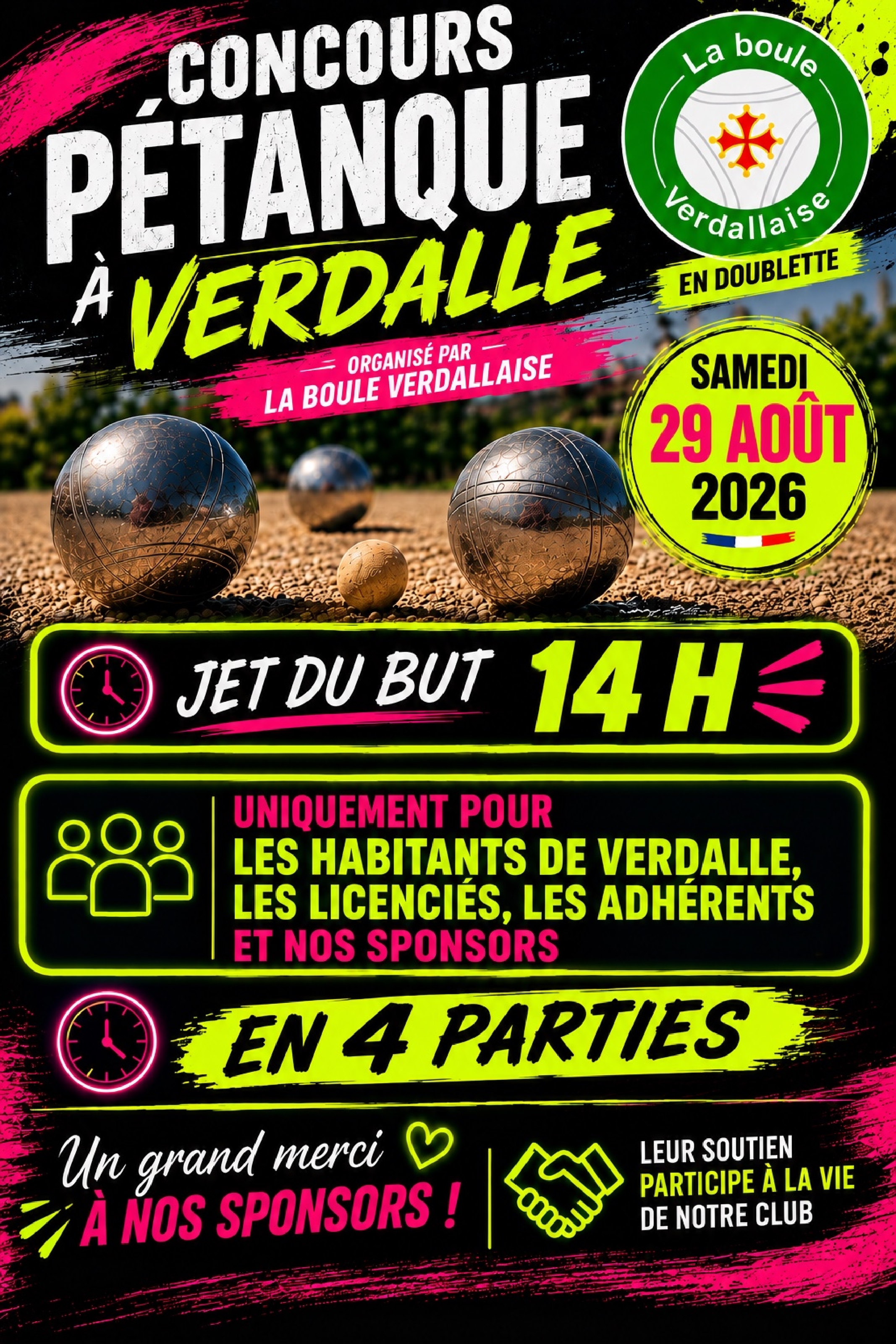 affiche du concours avec date et heure, conditions de participation
