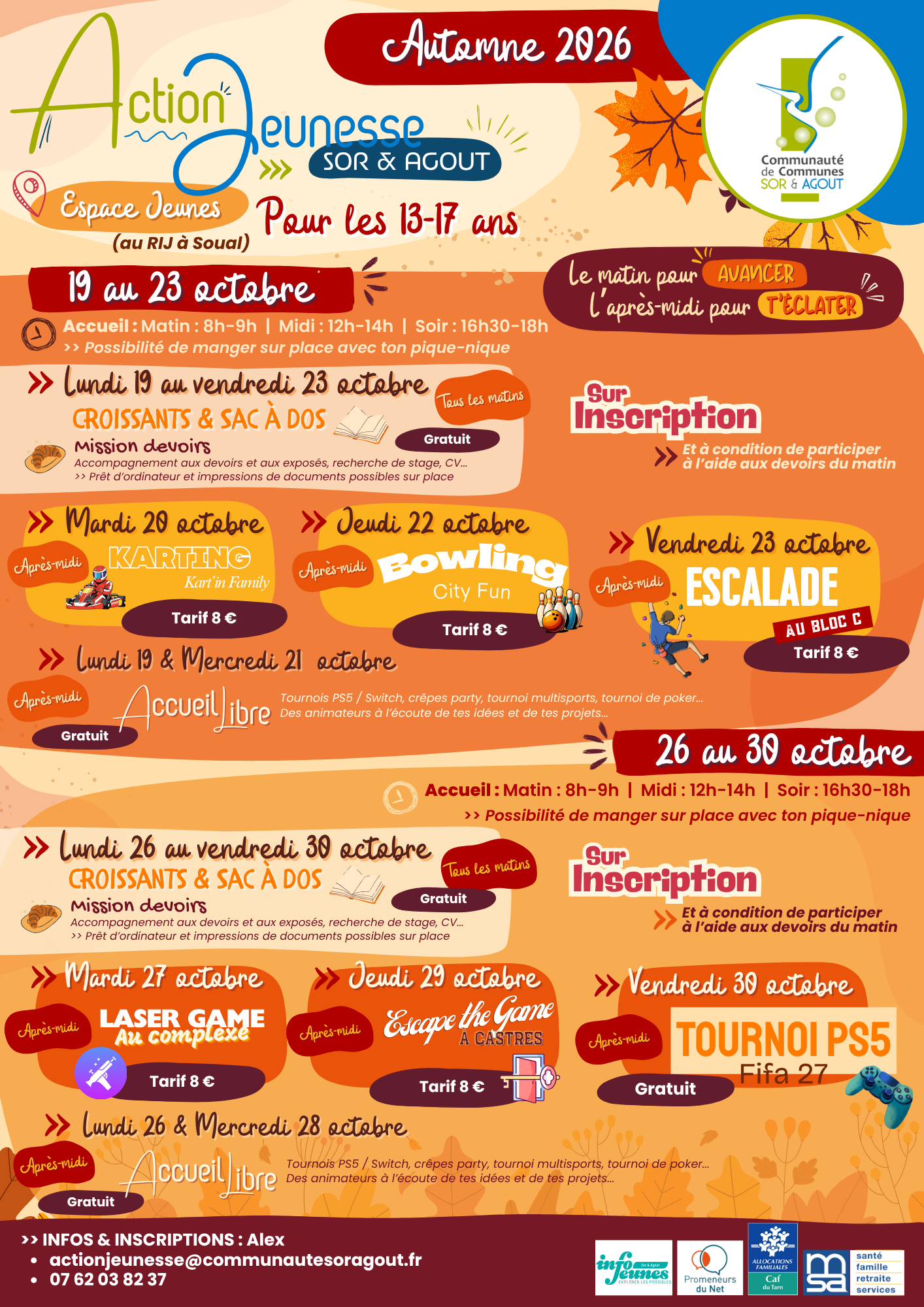 affiche action jeunesse avec détail des activités