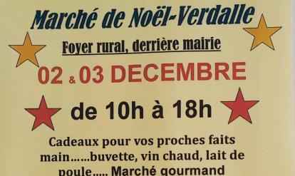 Affiche marché de Noël à Verdalle les 2 et 3 décembre