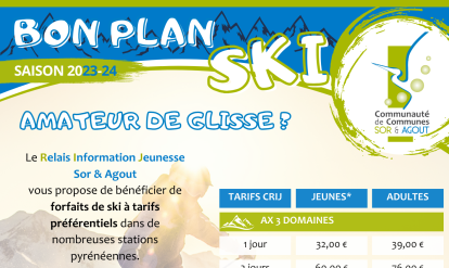 affiche bon plan ski 2024 avec les tarifs dans les 5 stations