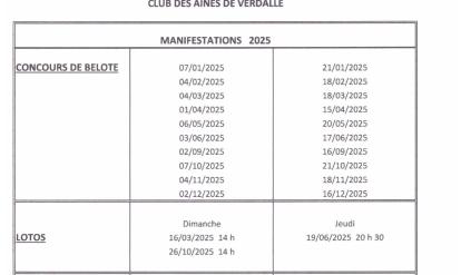 affiche activités du club des ainés
