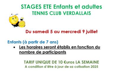 affiche stages d'été du Tennis Club Verdallais