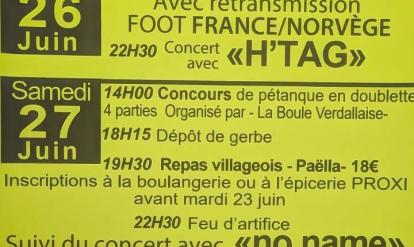 Affiche du programme de la fête de Verdalle